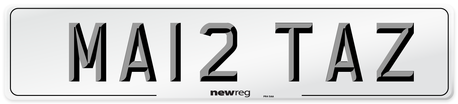 MA12 TAZ Number Plate from New Reg